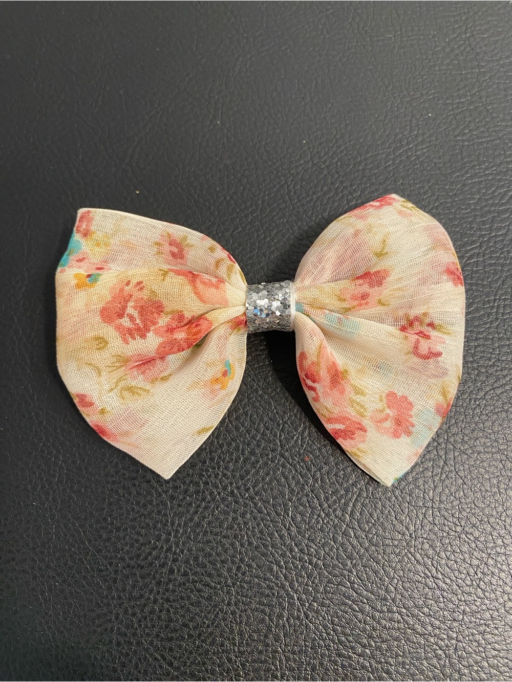 Floral Printed Chiffon Bow for Hair, Hat, or use on Collar
